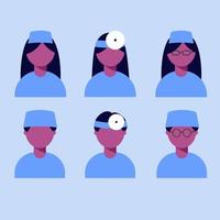 Physician in uniform. Male, female black man in flat style. Vector illustration
