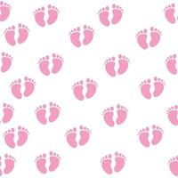 Seamless pattern footprints girl.  Baby shower. vector