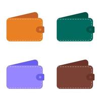 A set of different leather wallets. Isolated on white background. Vector illustration.