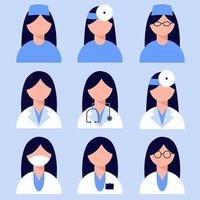 A doctor, a nurse in uniform. Woman in flat style. Vector illustration.