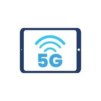 5G tablet. High-speed wifi, wireless network. Symbol of mobile internet technology. Vector illustration.