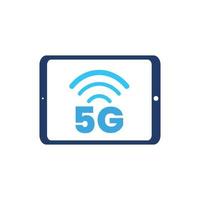 5G tablet. High-speed wifi, wireless network. Symbol of mobile internet technology. Vector illustration.