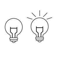 Idea with a light bulb on and off line style. Vector illustration