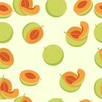 un conjunto de patrones de melón sin costuras. frutas vector