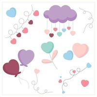 A set of different hearts in light color. Valentines Day, love. vector