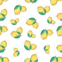 Yellow lemon pattern in a bright style on a light background. vector