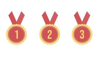 Set of badges with ribbons first, second, third place winners . Vector illustration