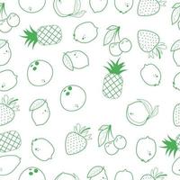 Seamless pattern in the style of green fruit lines vector