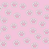 Seamless cat paw pattern in pink vector