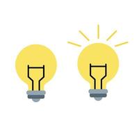 An idea with a light bulb on and off. Vector illustration