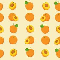 A set of seamless apricot patterns. Fruits vector