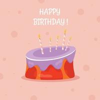 tarjeta de cumpleaños con un pastel con una vela vector
