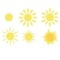 A set of yellow sun icons. vector