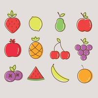 Set of fruit icons in juicy colors
