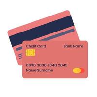 emparejamiento de tarjetas de crédito. pago con tarjeta de crédito, concepto de negocio. ilustración plana vectorial. vector