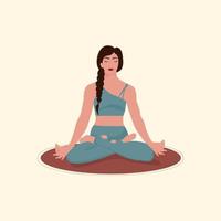 mujer, chica de yoga. meditación. vector