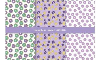 A set of seamless donut patterns vector