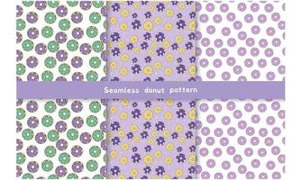 A set of seamless donut patterns vector