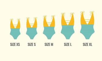Women's swimsuit size xs s l m xl. vector