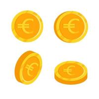 Gold euro coin. Vector flat illustration