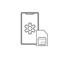 Sim card and smartphone style line. Mobile phone card. Vector illustration