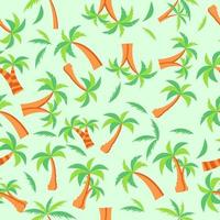 Seamless bright pattern of palm trees with coconuts on light green background. Vector. vector