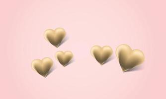 Background Gold hearts on a light background. Valentine's day and love. vector