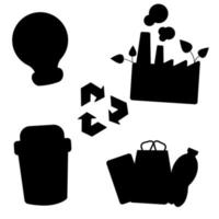 Set of elements for circular processing in silhouette style. Vector illustration