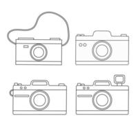 Line style camera set. Flat vector illustration of a camera. Isolated on white background.