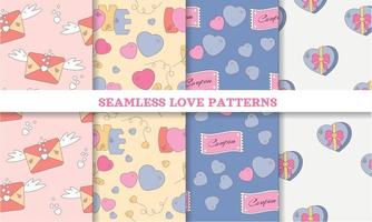 A set of seamless love patterns vector