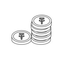 tether isolated coin handful symbol in line style. Vector illustration