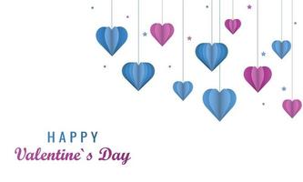 Background Paper pink and blue heart on a light background. Valentine's day and love vector
