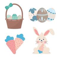 Easter Hare, Basket, Eggs, Carrot Set