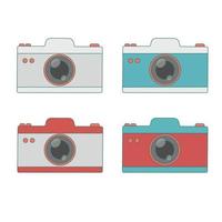 Set of camera in different colors. Flat vector illustration of a camera. Isolated on white background.