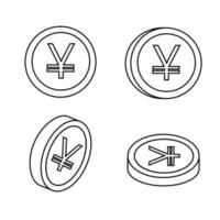 Eun coin set in the style of the line. Vector illustration