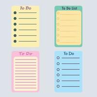 A to-do list set with a circle for marking in pink, green, and beige. vector