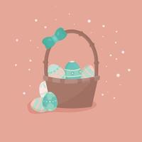 Easter basket with different eggs on a light background. Easter basket with different eggs on a light background. vector