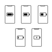 Phone with a charged battery in black and white. Charge level indicator. Fully charged vector