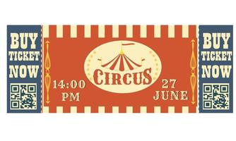 Circus ticket. Qr code vector