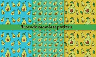 Avocado seamless pattern in a bright, cartoonish style. vector