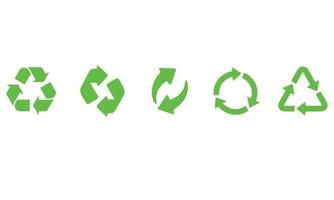 conjunto de iconos de reciclaje. reciclaje de color verde. vector