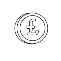 Pound coin in line style. Vector flat illustration
