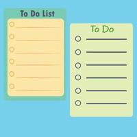 A to-do list set with a circle for marking in green, yellow. vector