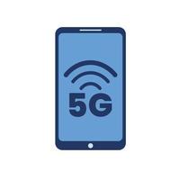 5G smartphone. High-speed wifi, wireless network. Symbol of mobile internet technology. Vector illustration.