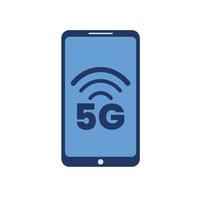 5G smartphone. High-speed wifi, wireless network. Symbol of mobile internet technology. Vector illustration.