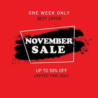 November sale banner. Sale offer price sign. Discount. vector