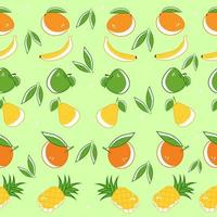 Seamless pattern of different bright fruits vector