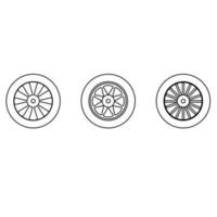 Car wheel symbol in the style of the line. Vector illustration