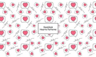 Seamless hearts pattern, message in pink on a white background vector