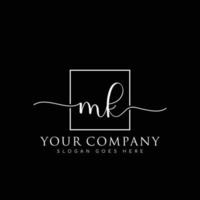MK Initial handwriting minimalist logo vector
